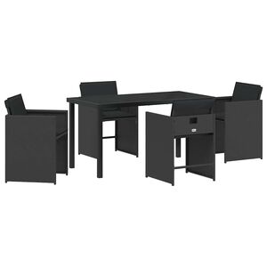 vidaXL Hage Spisegruppe 5 stk. Svart polyrotting