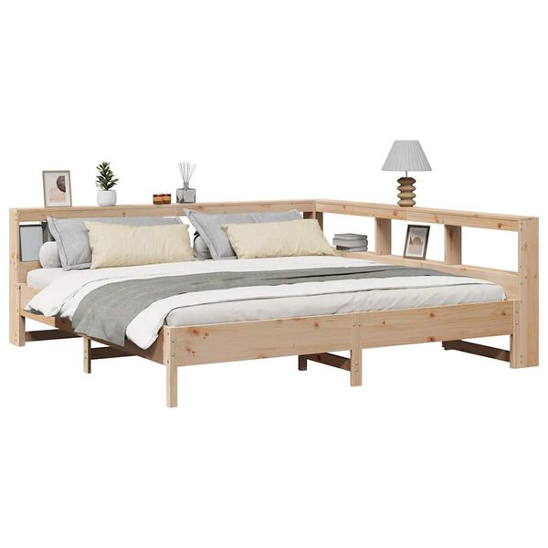 vidaXL Seng med bokhylle uten madrass 180x200 cm heltre furu