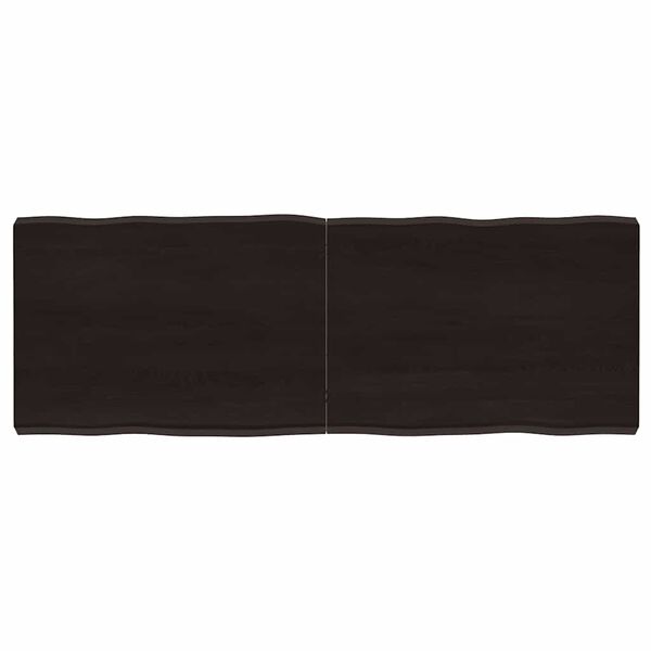 vidaXL Bordplate m&oslash;rkegr&aring; 140x50x6 cm behandlet eik naturlig kant