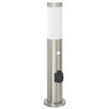 vidaXL Pullertlampe med sensor og stikkontakt 50 cm rustfritt st&aring;l IP44