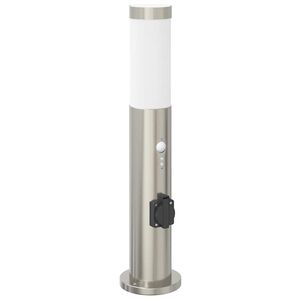vidaXL Pullertlampe med sensor og stikkontakt 50 cm rustfritt st&aring;l IP44