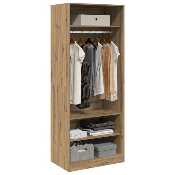 vidaXL Garderobe artisan eik 80x50x200 cm konstruert tre