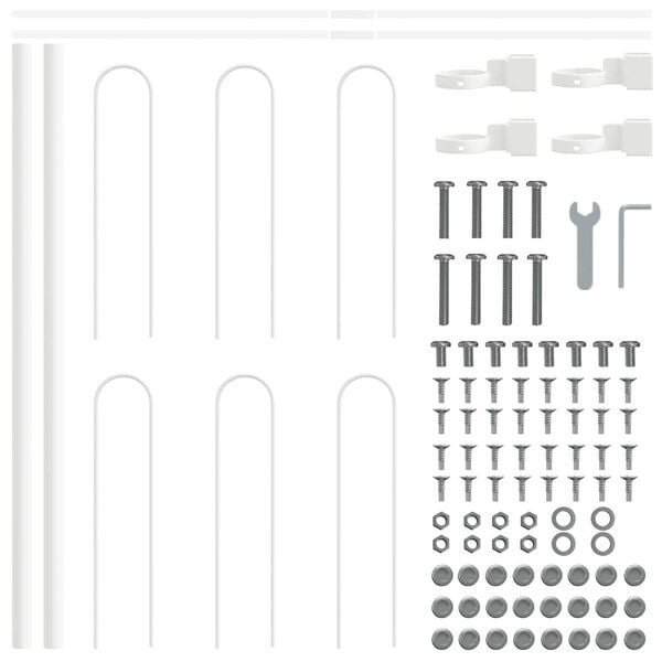 vidaXL Hage Hegning Hvit 1,7 x 0,6 m Pulverlakkert st&aring;l