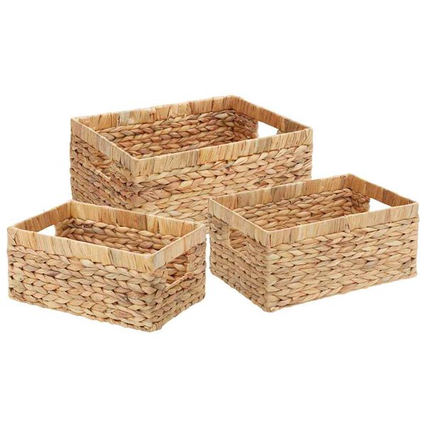 vidaXL Oppbevaringskurver 3 pcs Naturlig 40 x 30 x 18 cm Vannhyasint