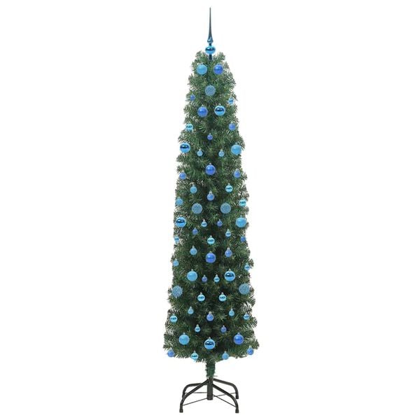 vidaXL Kunstig juletre med 300 LED gr&oslash;nn 210 cm PVC og st&aring;l og plast