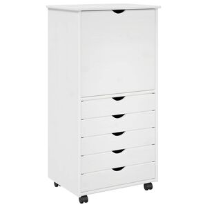 vidaXL Rullende skap 53 x 39 x 103 cm Massiv furu Hvit