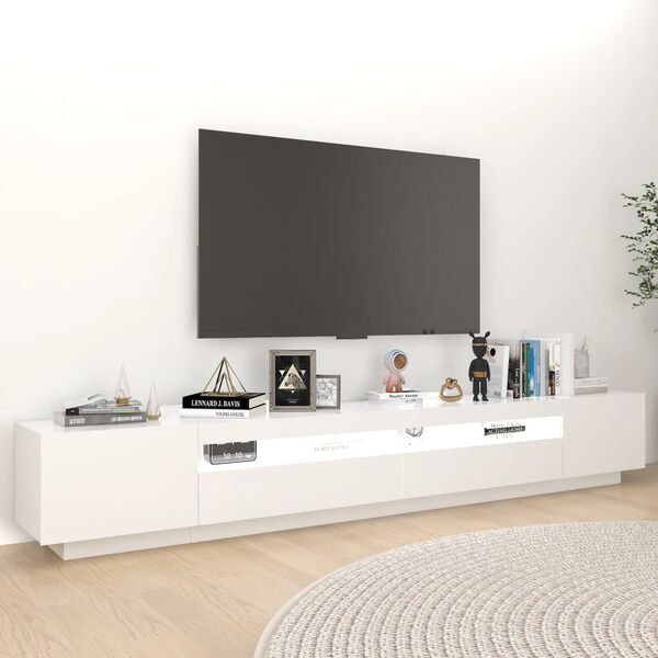 vidaXL TV-benk med LED-lys hvit 260x35x40 cm