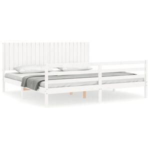 vidaXL Sengeramme med hodegavl hvit 200x200 cm heltre