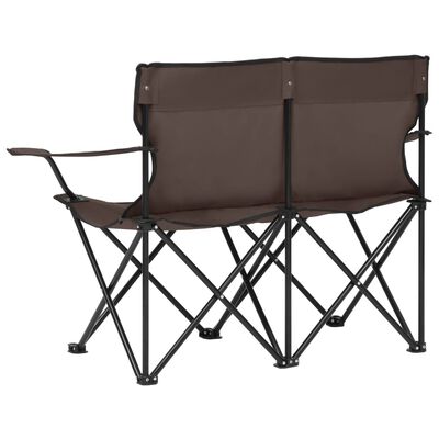 vidaXL 2-seters campingstol sammenleggbar stål og stoff gråbrun