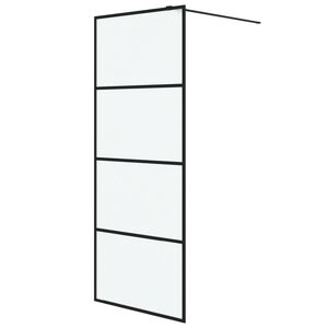 vidaXL Dusjvegg svart 80x195 cm halvfrostet ESG-glass