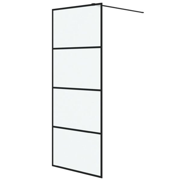 vidaXL Dusjvegg svart 80x195 cm halvfrostet ESG-glass