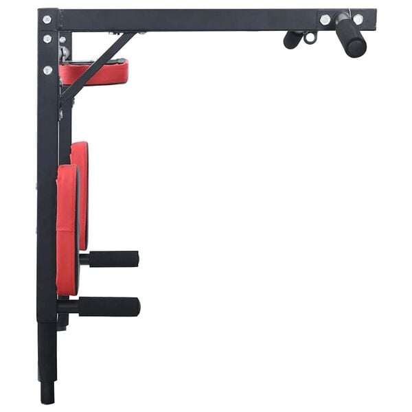 VidaXL Pull Up Bar Dip Stasjon Svart og Rød 89 x 59 x 70 cm