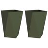 vidaXL Plantekassed 2 pcs Olivengr&oslash;nn 50 x 50 x 75 cm St&aring;l