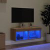 vidaXL TV-benk med LED-lys sonoma eik 80x30x30 cm