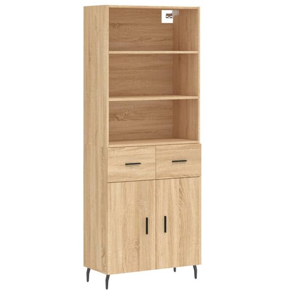 vidaXL Highboard sonoma eik 69,5x34x180 cm konstruert tre