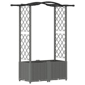vidaXL Hevet Bed med Trellis og Tak Lysegr&aring; 125 x 40 x 138 cm PP