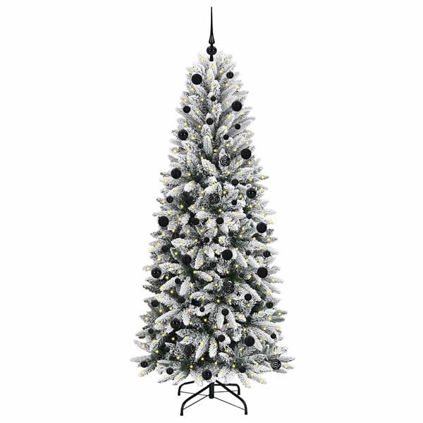 vidaXL Kunstig juletre med 300 LED Hvit 210 cm PVC, plast, st&aring;l og PE