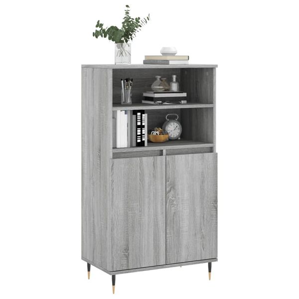 vidaXL Highboard gr&aring; sonoma 60x36x110 cm konstruert tre