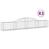 vidaXL Gabionkurver buede 3 stk 300x30x40/60 cm galvanisert jern