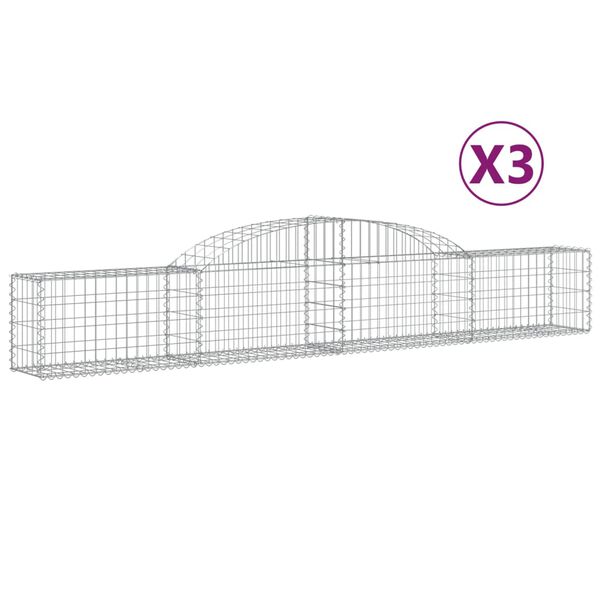 vidaXL Gabionkurver buede 3 stk 300x30x40/60 cm galvanisert jern