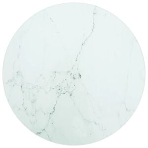 vidaXL Bordplate hvit &Oslash;30x0,8 cm herdet glass med marmor design
