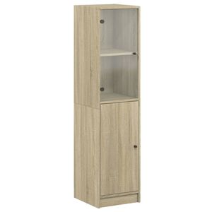 vidaXL Highboard med glassd&oslash;rer sonoma eik 35x37x142 cm