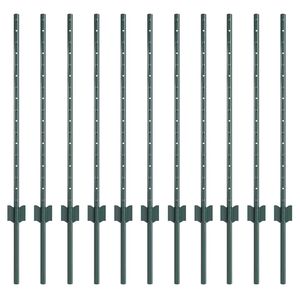 vidaXL Gjerdep&aring;le 11 pcs gr&oslash;nn 120 cm St&aring;l