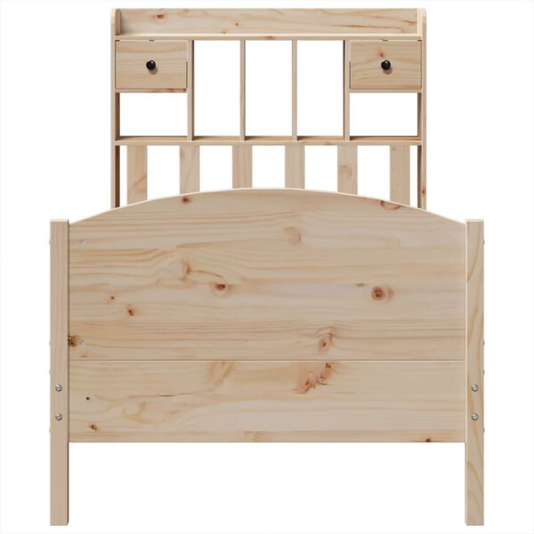vidaXL Seng med bokhylle uten madrass 90x200 cm heltre furu