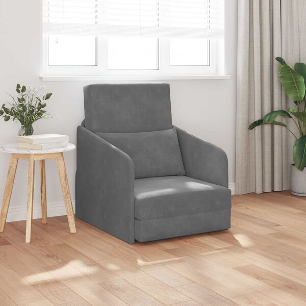 vidaXL Sammenleggbar Sofa seng M&oslash;rkegr&aring; 65 x 80 x 83 cm Fl&oslash;yel