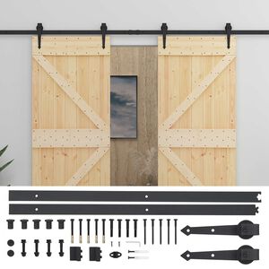 vidaXL Skyved&oslash;r 2 stk. 90 x 210 cm Heltre furu Naturlig og svart
