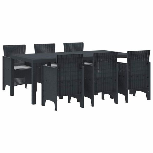 vidaXL Hage Spisegruppe 7 pcs Antrasitt Polt rattan