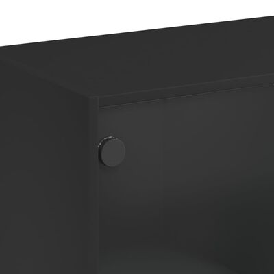 vidaXL Sideskap med glassdører svart 68x37x75,5 cm