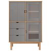 vidaXL Highboard OTTA brun og grå 85x43x125 cm heltre furu