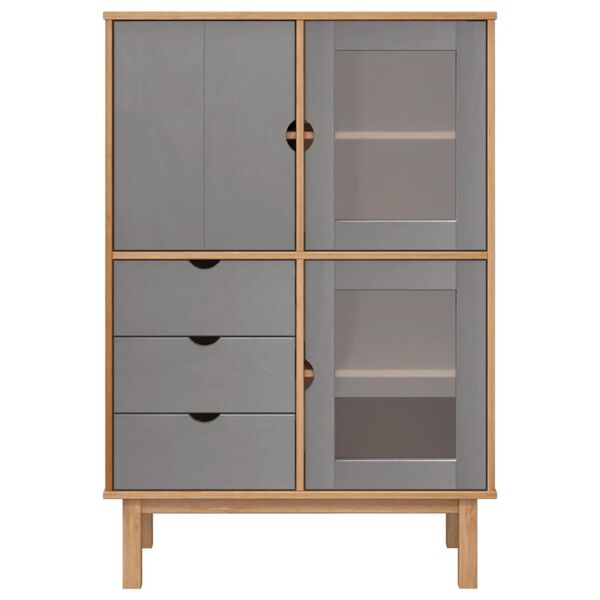 vidaXL Highboard OTTA brun og grå 85x43x125 cm heltre furu