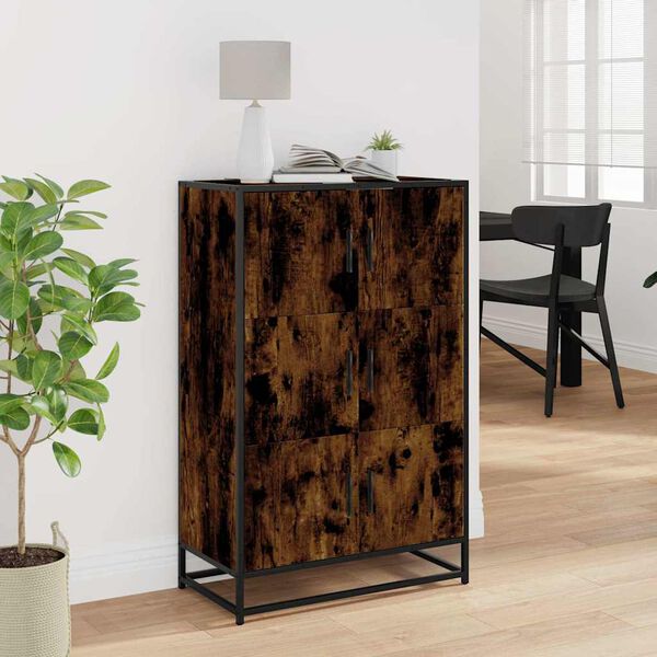 vidaXL Highboard r&oslash;kt eik 68x35x106,5 cm konstruert tre og metall