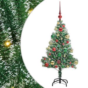 vidaXL Kunstig Julesekk Sn&oslash; Flocket med LED Lys Gr&oslash;nn og hvit 120 cm