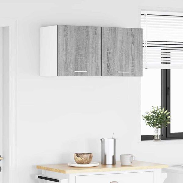 vidaXL Hengende skap med d&oslash;r 2 pcs Gr&aring; Sonoma og hvit 40 x 31 x 40 cm