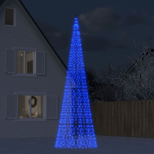 vidaXL LED juletre p&aring; flaggstang 1534 LEDs Bl&aring; 500 cm