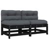 vidaXL Midtsofaer med puter 2 stk svart heltre furu
