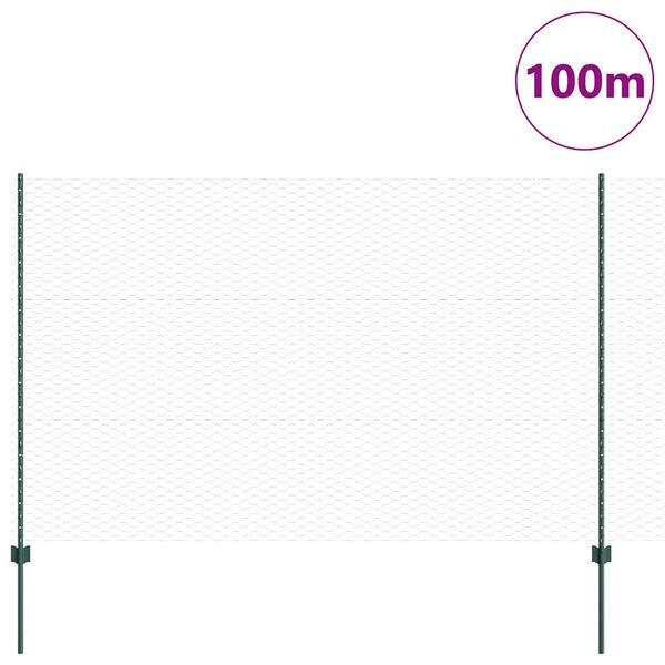 vidaXL Gjerde med stolpe gr&oslash;nn 1,5 x 100 m St&aring;l og PVC
