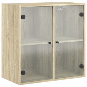 vidaXL Sideskap med glassd&oslash;rer sonoma eik 68x37x68,5 cm