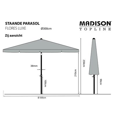Madison Parasoll Flores Luxe 300 cm rund mursteinsrød