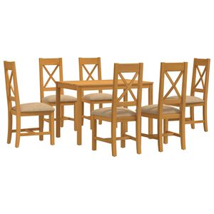 vidaXL Spisestuesett 7 stk. Beige Massivt Eiketre
