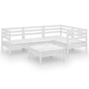 vidaXL Hagesofagruppe 5 deler heltre furu hvit