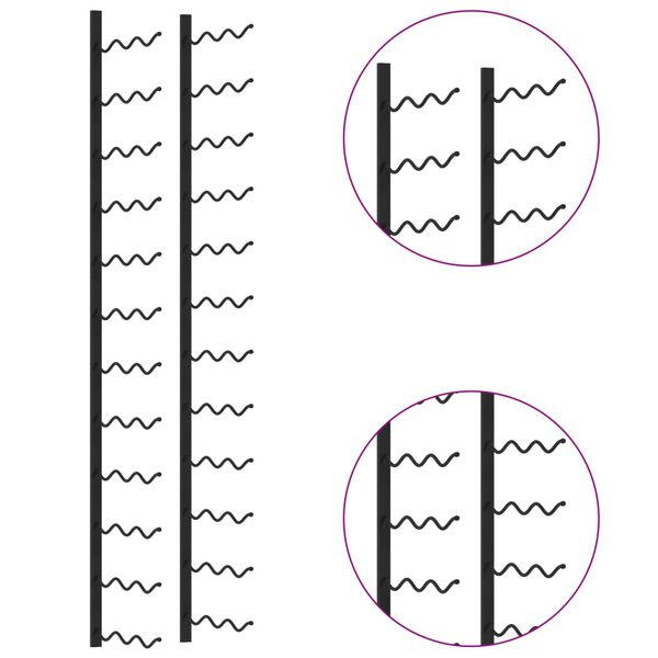 vidaXL Veggmontert vinstativ for 36 flasker svart jern