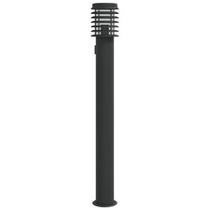 vidaXL Utend&oslash;rs gulvlampe med uttak svart 110 cm rustfritt st&aring;l
