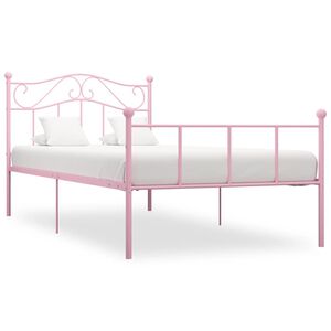 vidaXL Sengeramme rosa metall 100x200 cm