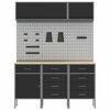 vidaXL Sett med arbeidskabinetter med skuff med lagring 8 pcs Svart