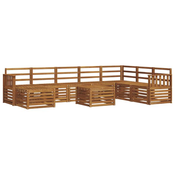 vidaXL Seksjonssofa Sett 9 pcs Naturlig Solid akasietre