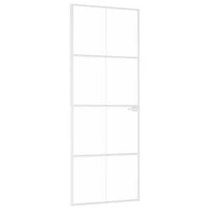 vidaXL Innerd&oslash;r hvit 76x201,5 cm herdet glass og aluminium slank